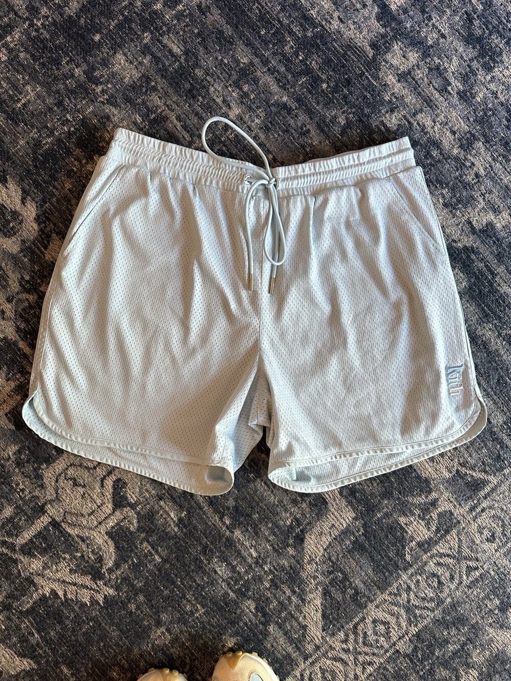 Kith Double Mesh Jordan Antler Shorts Mens Powder Blue Logo Size XL Street wear